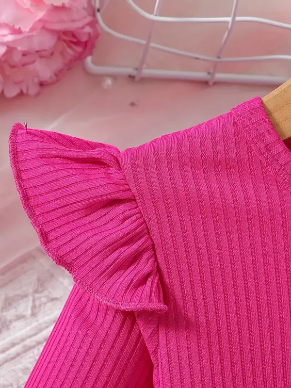 Girls-_Pink_Long_Sleeve_Party_Dress_With_Floral_Skirt_&_Bow_Detail