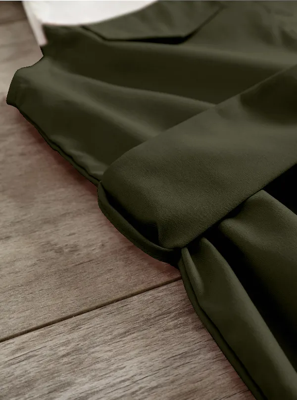 Green'_Sleeveless_Army_And_White_Shirt_Dress_With_Bow_Belt_For_Giirls