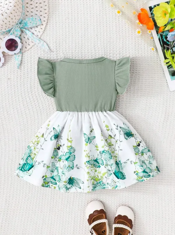 Infant_Girls_Summer_Cap_Sleeve_Patchwork_Printed_Dress