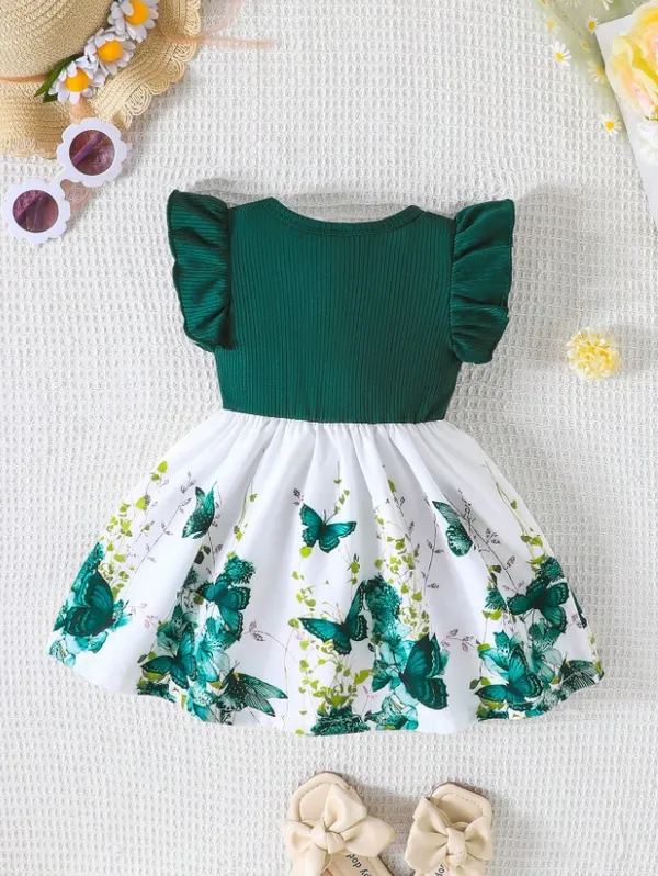 Infant_Girls_Summer_Cap_Sleeve_Patchwork_Printed_Dress