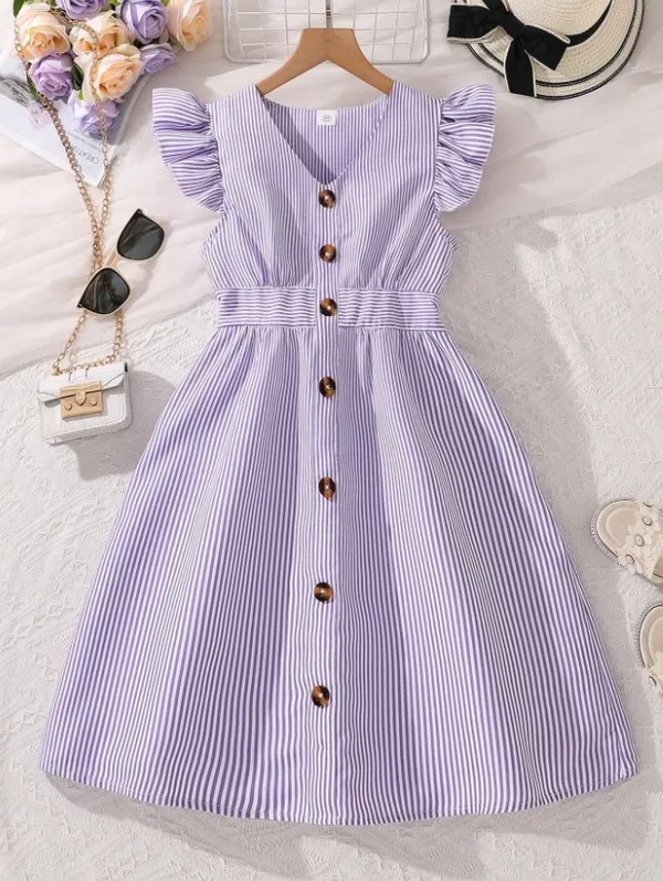 Lavender_Dreams_Striped_Button-Front_Dress_With_Ruffle_Sleeves
