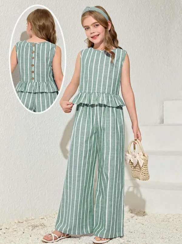 Mint_Green_Striped_Peplum_Jumpsuit_For_Girls