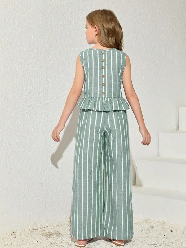 Mint_Green_Striped_Peplum_Jumpsuit_For_Girls