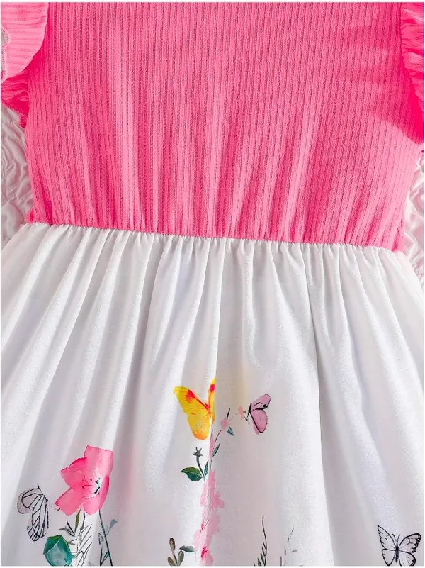 Pink_Baby_Girl_Ruffled_Sleeve__Floral_Print_Casual_Dress