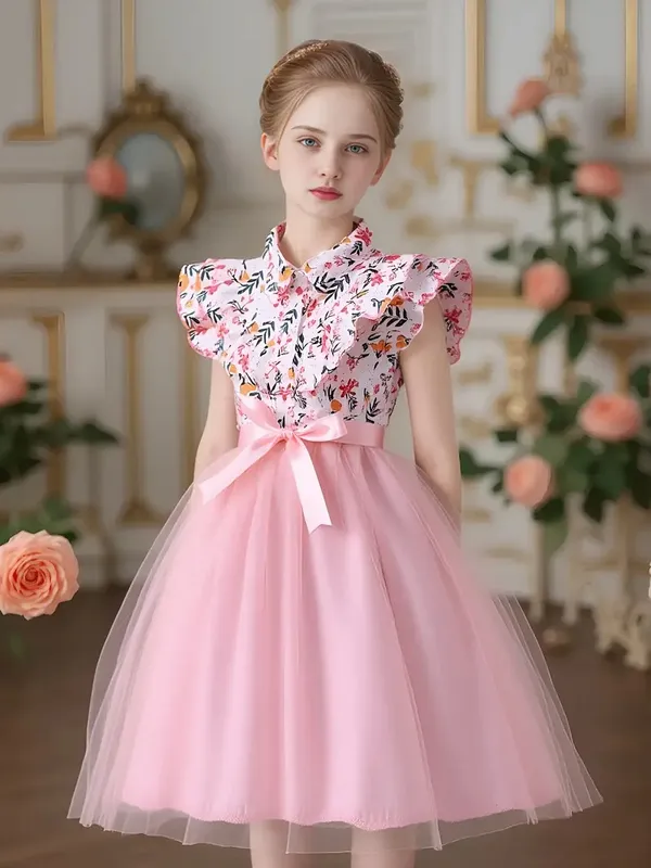 Pink_Floral_Princess_Party_Dress_For_Girls
