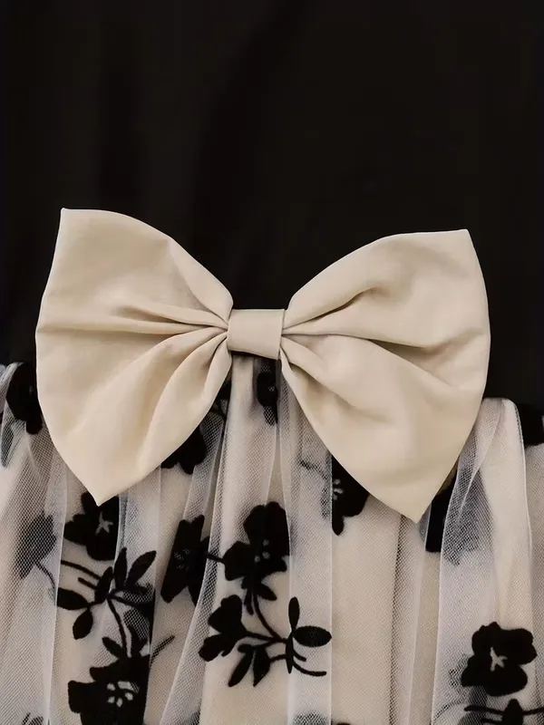 Premium_Floral_Embroidery_Party_Dress_For_Girls_-_Elegant_Black_&_Beige_Tulle_Frock_With_Bow_Detail