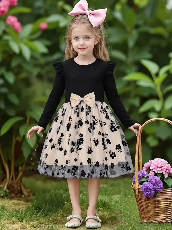 Premium_Floral_Embroidery_Party_Dress_For_Girls_-_Elegant_Black_&_Beige_Tulle_Frock_With_Bow_Detail