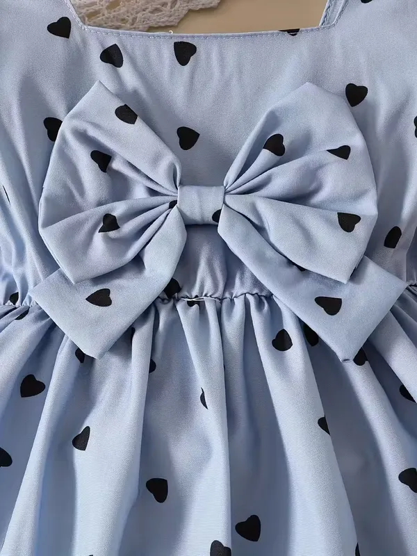 Stylish_Baby_Girl_Heart_Print_Frock_With_Bow_|_Cute_Puff_Sleeve_Dress_|_Party_Wear_Birthday_Dress_For_Kids_|_Soft_&_Comfortable_Summer_Outfit