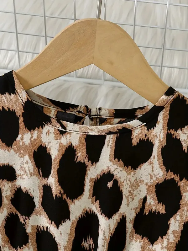 Stylish_Leopard_Print_Party_Dress_For_Girls_With_Bow_Belt_&_Puff_Sleeves
