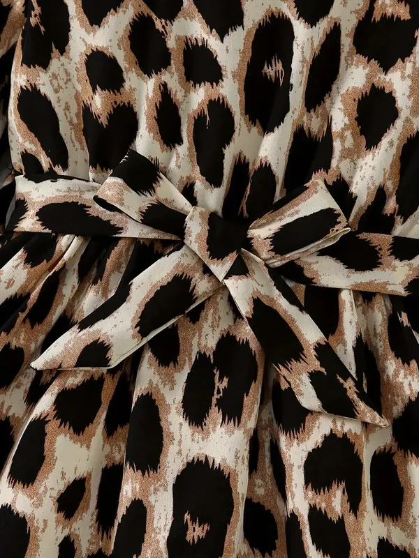 Stylish_Leopard_Print_Party_Dress_For_Girls_With_Bow_Belt_&_Puff_Sleeves