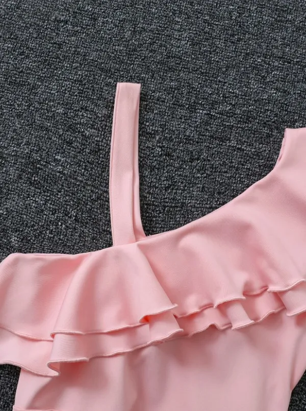 Teen_Girls_Asymmetrical_Neck_Ruffle_Trim_Belted_Dress
