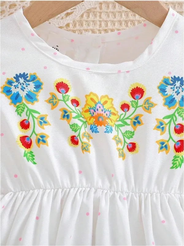 White__Baby_Girl_Ruffled_Sleeve_Bow_Tie_Floral_Print_Casual_Dress