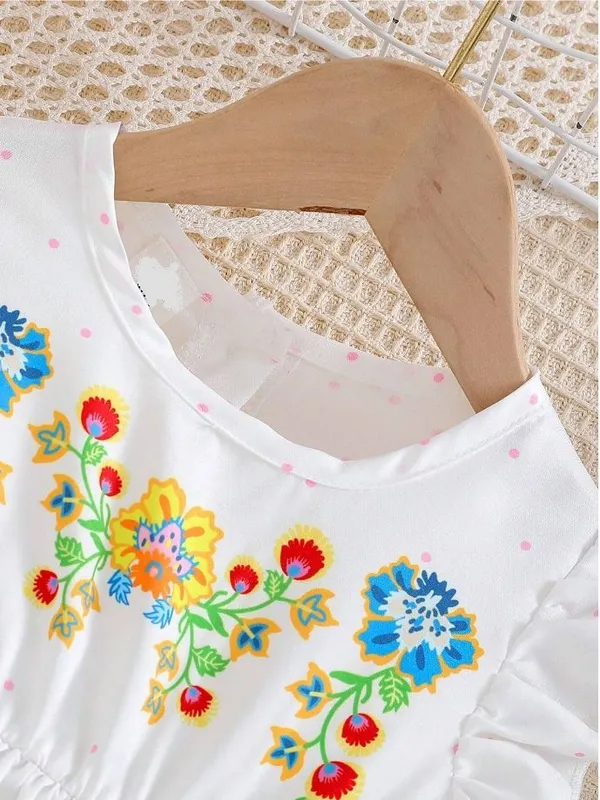 White__Baby_Girl_Ruffled_Sleeve_Bow_Tie_Floral_Print_Casual_Dress