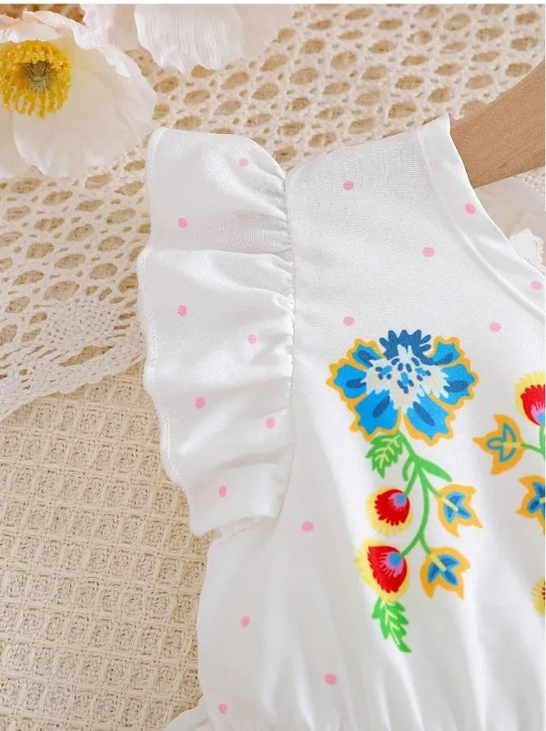White__Baby_Girl_Ruffled_Sleeve_Bow_Tie_Floral_Print_Casual_Dress