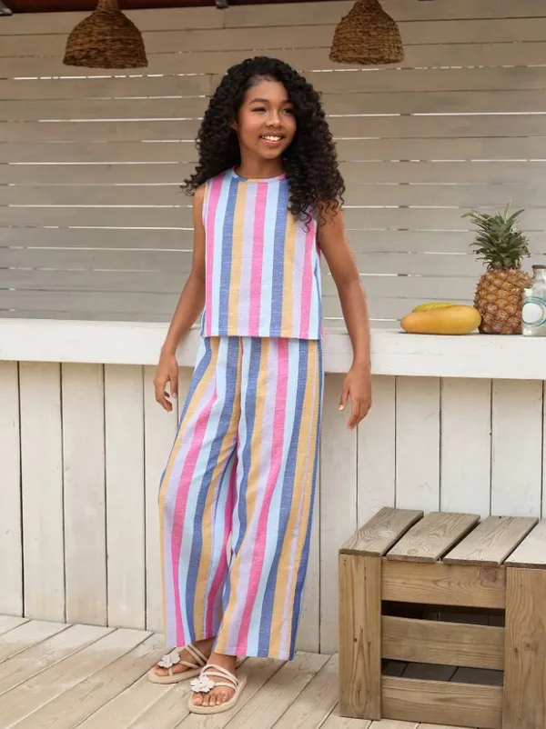 Vibrant_Multicolor_Striped_Sleeveless_Top_&_Wide-Leg_Pants_Set_For_Girls