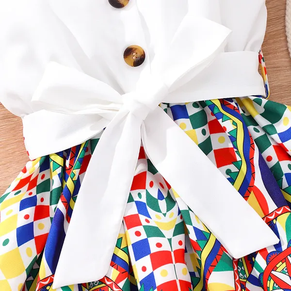 White_Baby_Girl_Strap_Sleeve_Bow_Tie__Printed_Casual_Dress_Frock