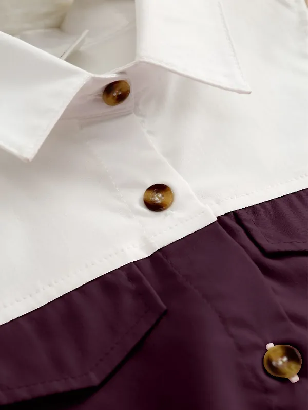 Wine_And_White_Sleeveless_Shirt_Dress_With_Bow_Belt_For_Girls