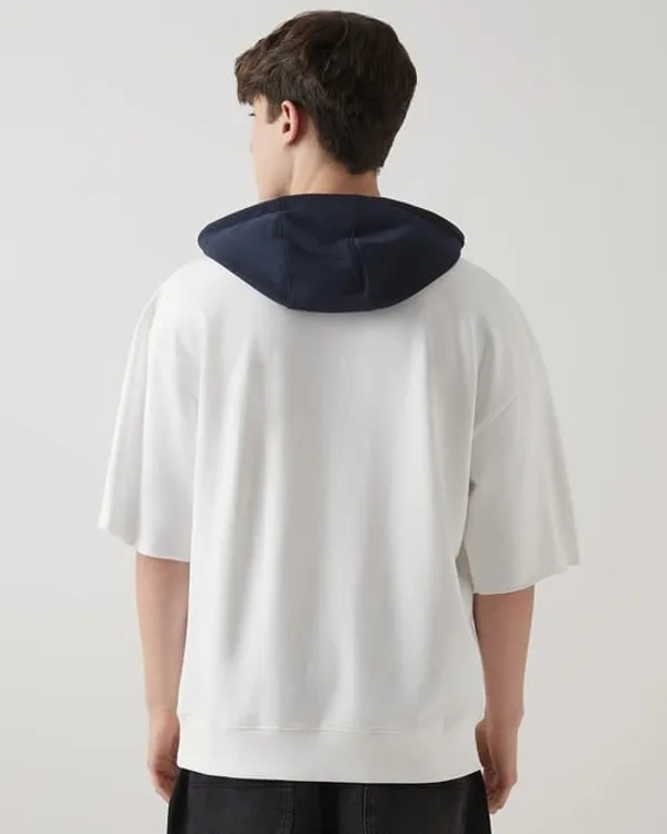 White_Hooded_Textured_Half_Sleeve_Pull-Over