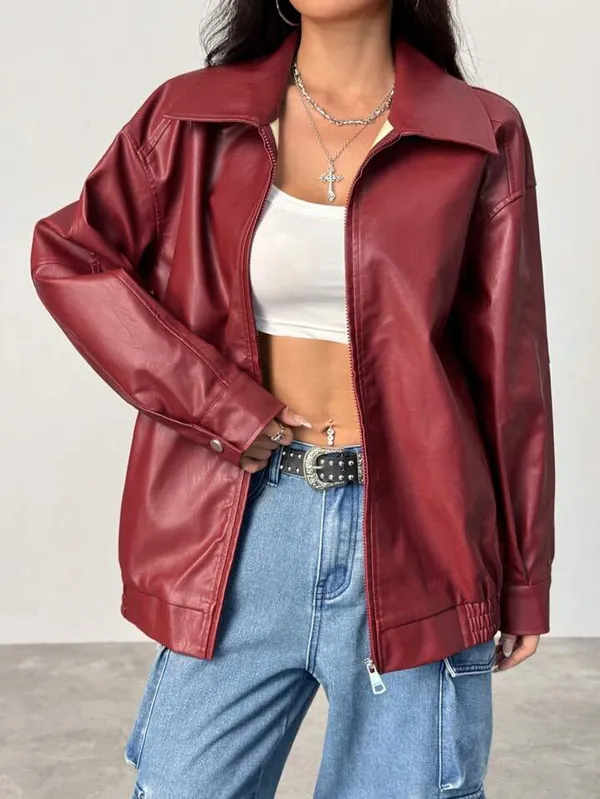 Brown_Unisex_Maroon_Faux_Leather_Oversized_Jacket