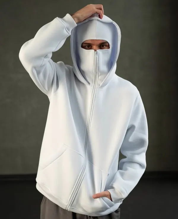 White_Cotton_Balaclava_Ninja_Hoodie_For_Men_&_Women