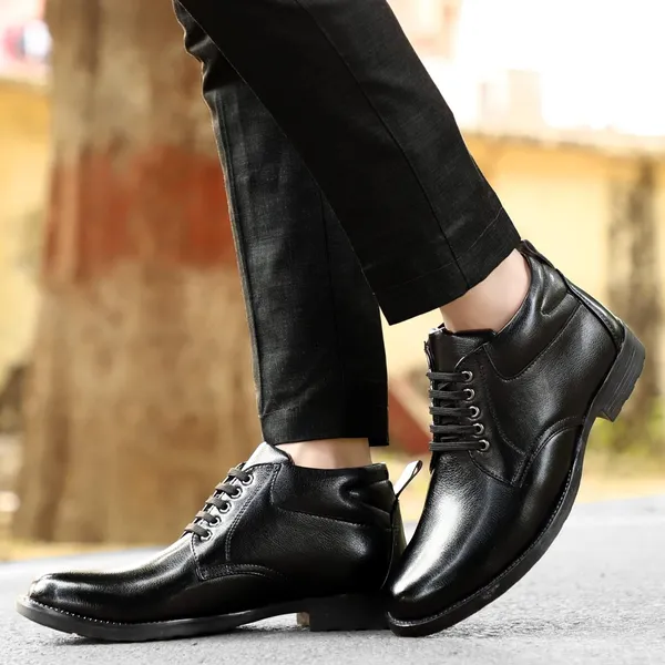 Black_Faux_Leather_Boots_For_Men