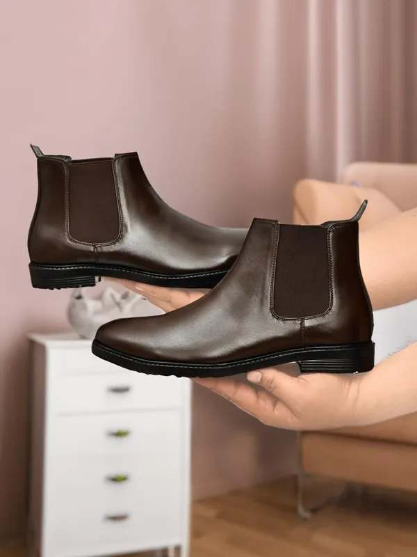 Brown_Faux_Leather_Chelsea_Boots_For_Men