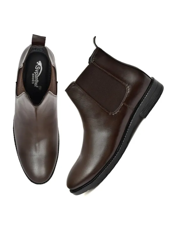 Brown_Faux_Leather_Chelsea_Boots_For_Men