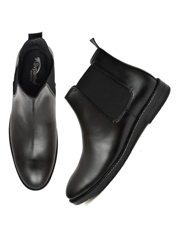 Black_Faux_Leather_Chelsea_Boots_For_Men