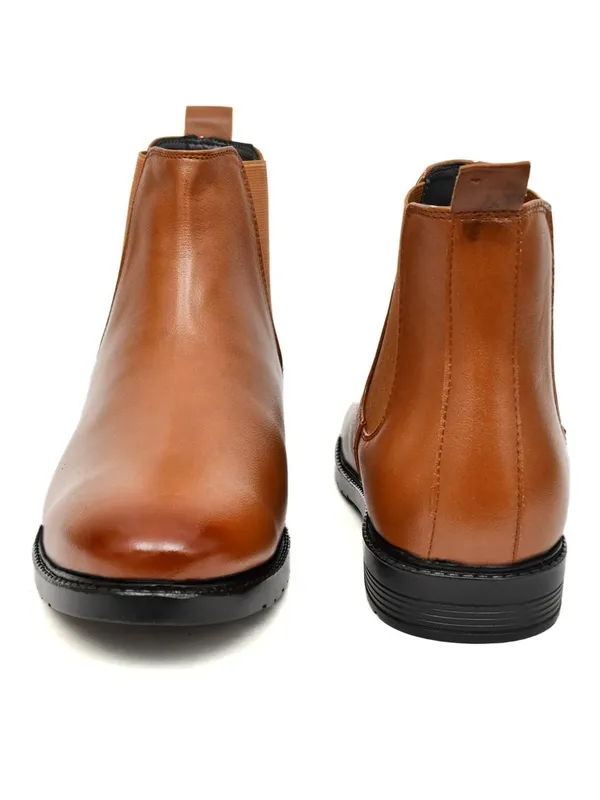 Tan_Faux_Leather_Chelsea_Boots_For_Men