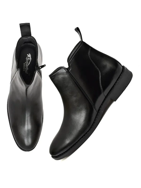 Black_Faux_Leather_Chelsea_Boots_For_Men