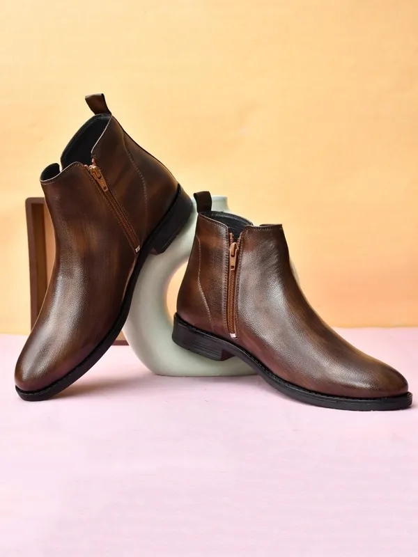 Brown_Faux_Leather_Chelsea_Boots_For_Men