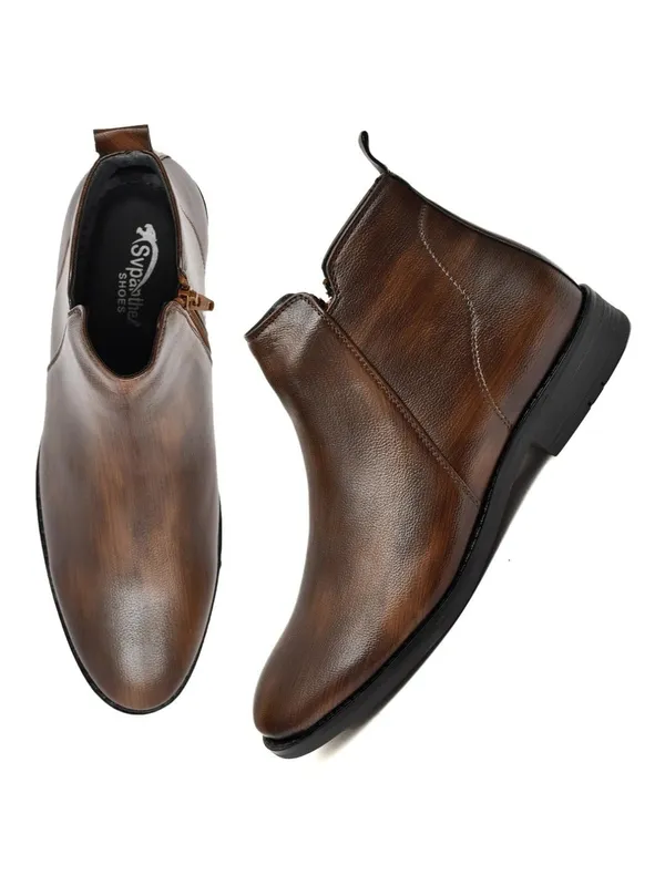 Brown_Faux_Leather_Chelsea_Boots_For_Men
