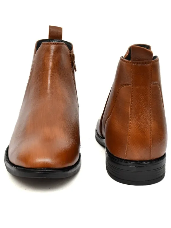 Tan_Faux_Leather_Chelsea_Boots_For_Men