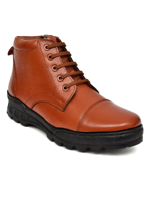 Tan_Faux_Leather_Ankle_Boots_For_Men