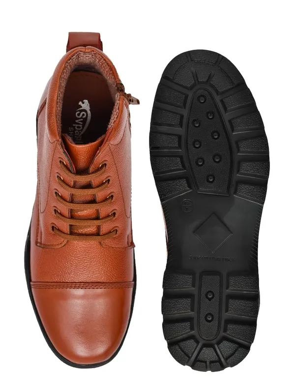 Tan_Faux_Leather_Ankle_Boots_For_Men