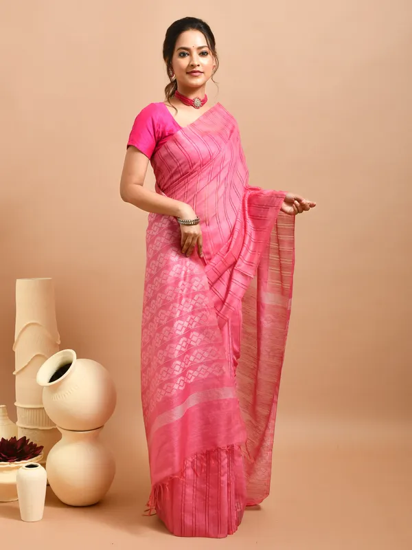 Pink_Silk_Blend_Embroidered_Sarees_For_Women
