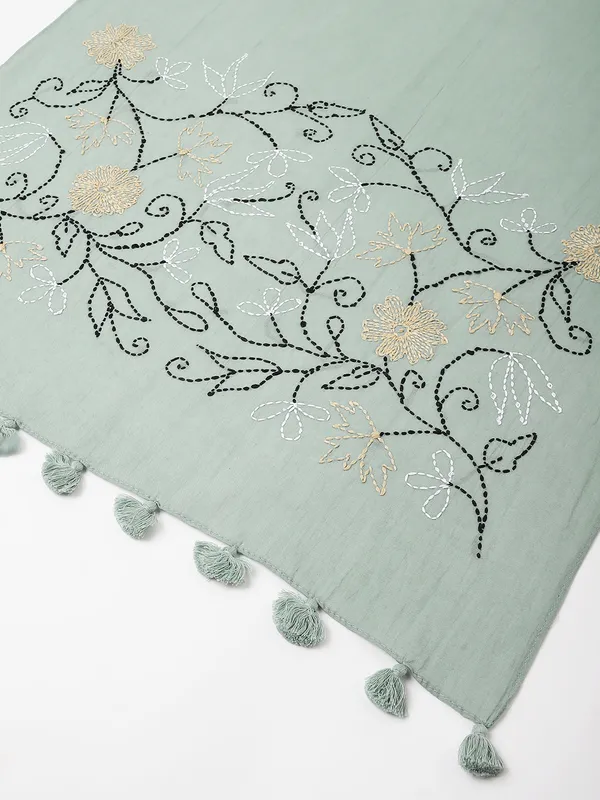 Green_Pure_Cotton_Stoles_For_Women