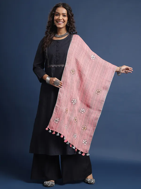Peach_Premium_Linen_Stoles_For_Women