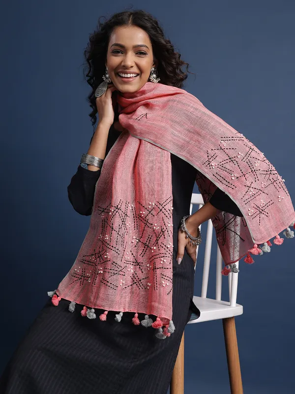 Peach_Chanderi_Stoles_For_Women