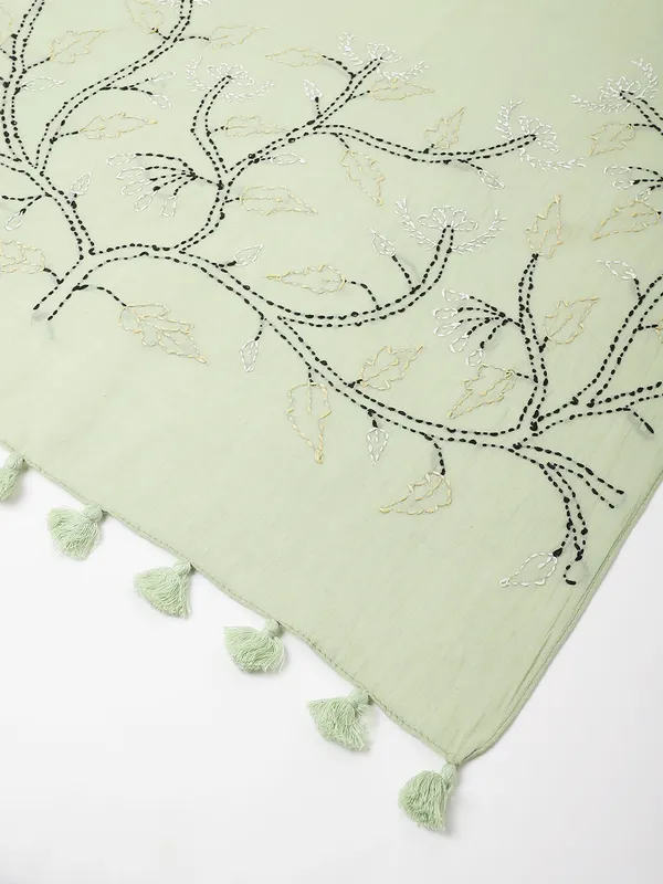 Green_Pure_Cotton_Stoles_For_Women