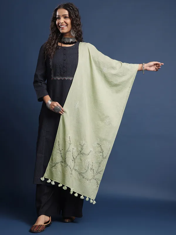 Green_Pure_Cotton_Stoles_For_Women