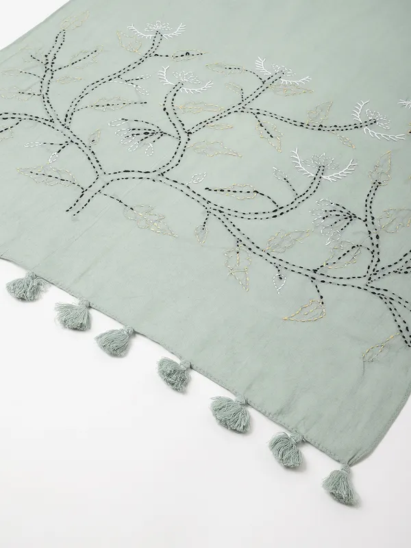 Green_Pure_Cotton_Stoles_For_Women