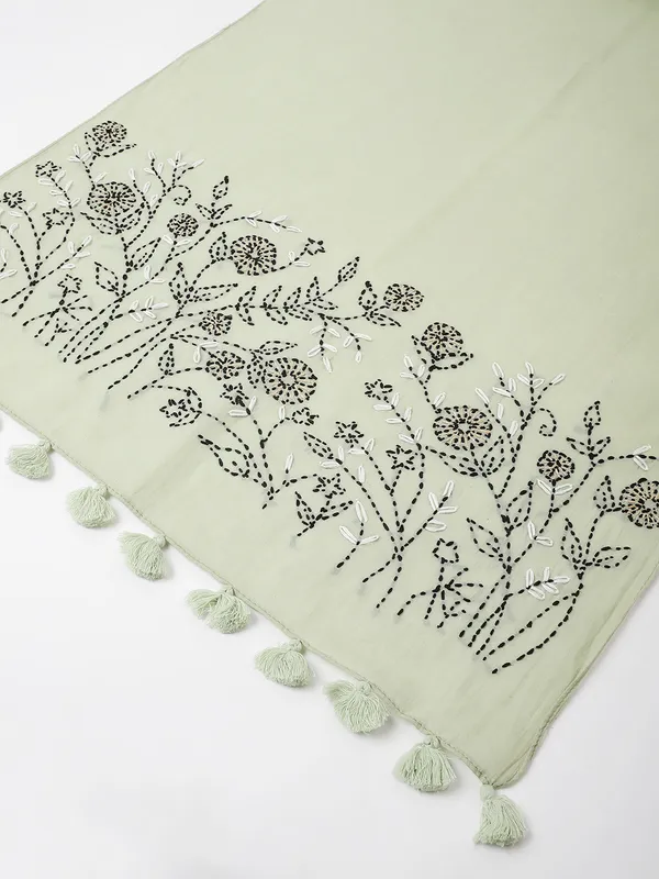 Green_Pure_Cotton_Stoles_For_Women