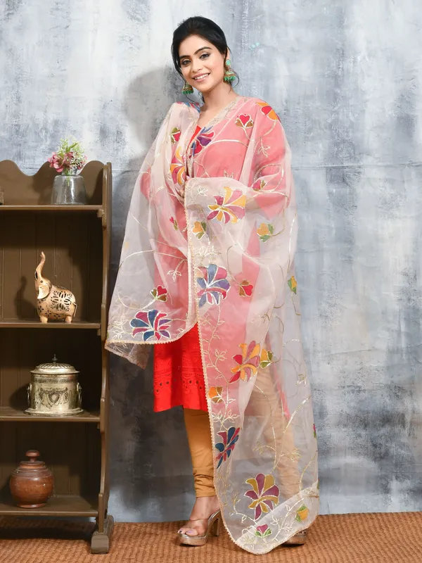 White_colour_Organza_Dupatta_for_Women