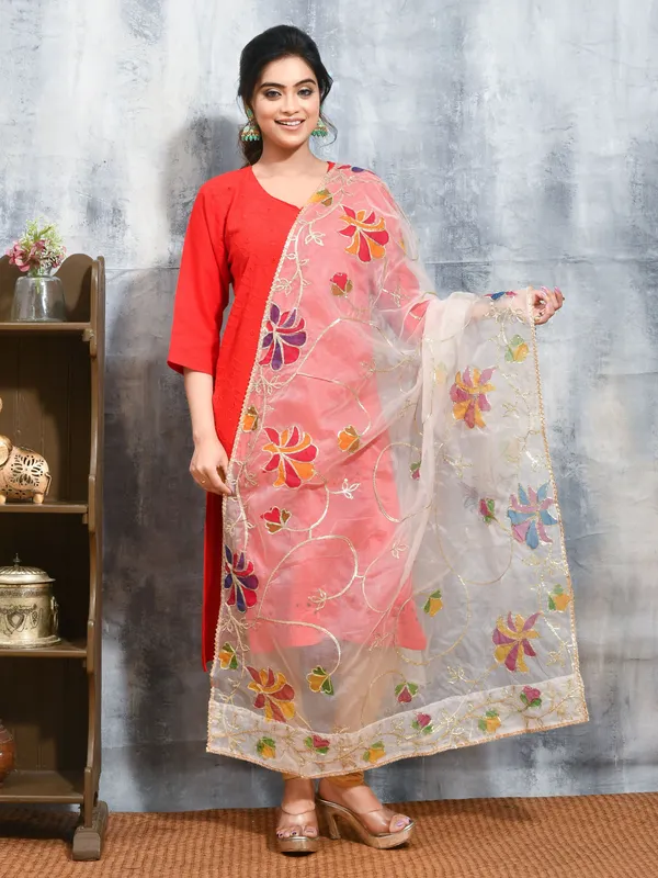 White_colour_Organza_Dupatta_for_Women