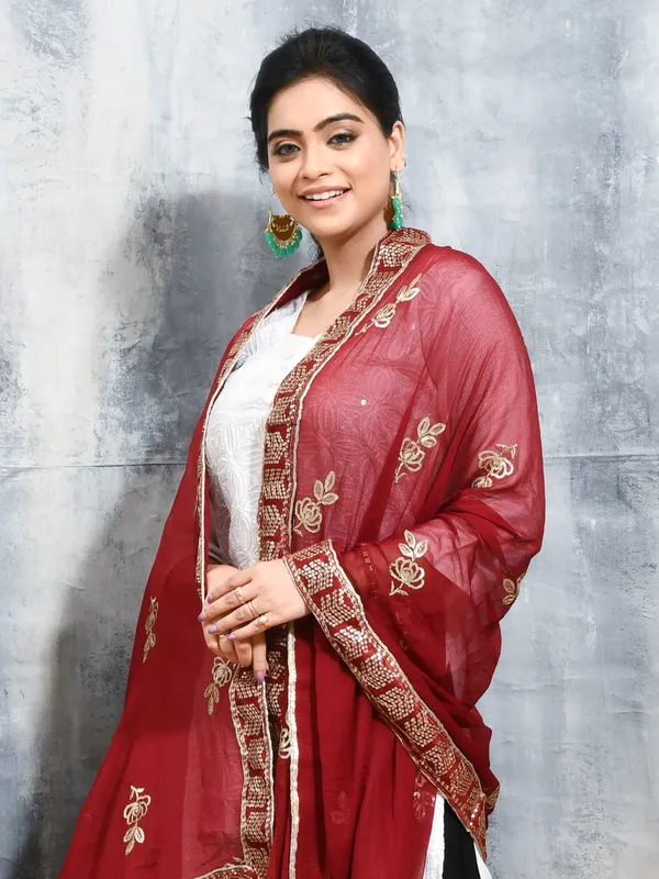 Maroon_colour_Chiffon_Dupatta_for_Women