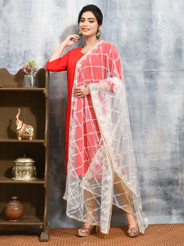 White_colour_Net_Dupatta_for_Women