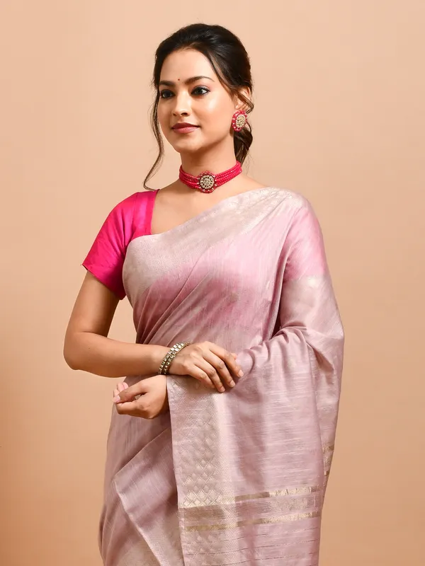 Peach_Silk_Blend_Embroidered_Sarees_For_Women