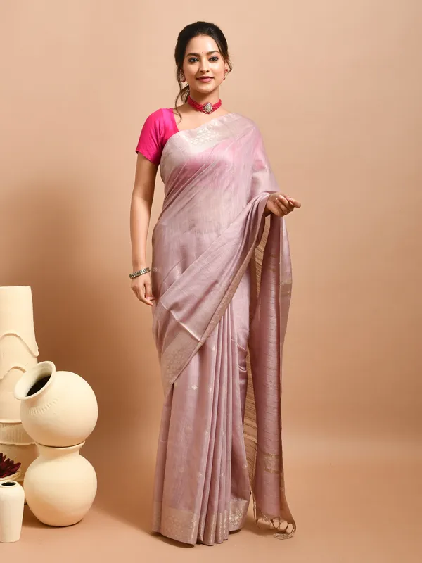 Peach_Silk_Blend_Embroidered_Sarees_For_Women