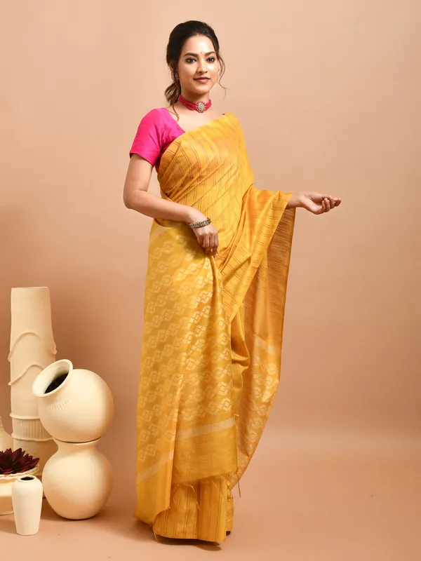 Yellow_Silk_Blend_Embroidered_Sarees_For_Women